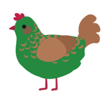 A viridian and brown chicken with a half-lace pattern