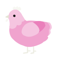 Princess, a pink chicken with a head pattern