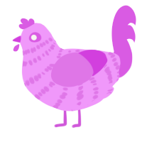 A lavender and orchid chicken with a bar pattern