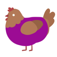 Indulgence, a plum and brown chicken with a head pattern