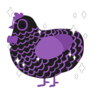 A sable and violet chicken with a lace pattern
