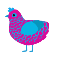 Poprockzs twin fr, a fuchsia and cerulean chicken with a lace pattern