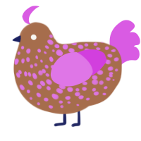 (unnamed), a brown and orchid chicken with a speckle pattern