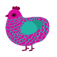 (unnamed), a fuchsia and turquoise chicken with a lace pattern