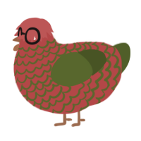 Chickpea, a red and olive chicken with a lace pattern