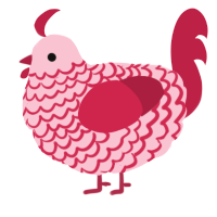 A rose and crimson chicken with a lace pattern