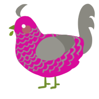 A fuchsia and ash chicken with a lace pattern