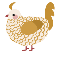 小桃子, a cream and gold chicken with a lace pattern