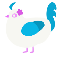 Mallow, a white and cerulean chicken