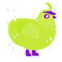 fluorescent, a lime chicken with a head pattern