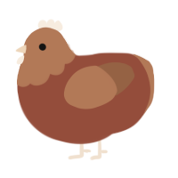 Thing 2, a russet and brown chicken with a head pattern