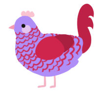 Conversation Heart, a lilac and crimson chicken with a lace pattern