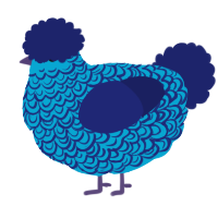 Spring tide, a cerulean and navy chicken with a double-lace pattern