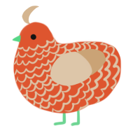 A vermilion and beige chicken with a lace pattern