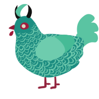 Blake, a turquoise and mint chicken with a double-lace pattern