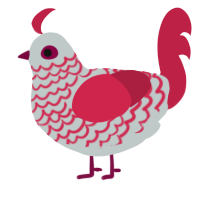 A silver and crimson chicken with a lace pattern