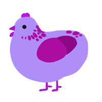 Grapes, a lilac and plum chicken with a neck-speckle pattern