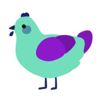 A mint and violet chicken