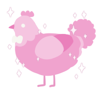 Pinky Jr II, a pink chicken with a head pattern