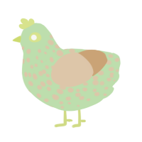 viruela, a gluppy and beige chicken with a speckle pattern