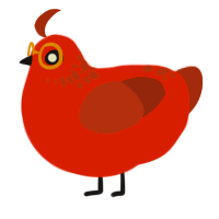 Nick, a vermilion and russet chicken with a neck-speckle pattern