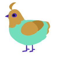 A mint and gold chicken with a head pattern