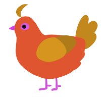A vermilion and ochre chicken