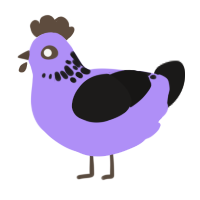 Soft Goth, a lilac and sable chicken with a neck-speckle pattern