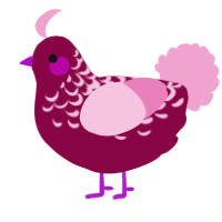 oops all berries, a maroon and pink chicken with a half-lace pattern