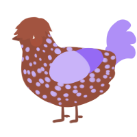 Charilie, a russet and lilac chicken with a speckle pattern