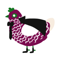 A wine and cream chicken with a lace pattern