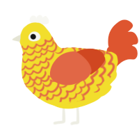 (unnamed), a yellow and vermilion chicken with a lace pattern