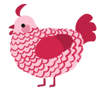 roseanna, a rose and crimson chicken with a lace pattern