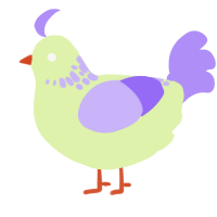 A apple and lilac chicken with a neck-speckle pattern