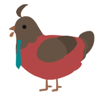 apollo cluckstice, a red and bark chicken with a head pattern