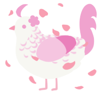 A white and pink chicken with a half-lace pattern