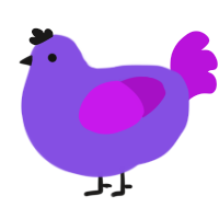 A blurple and amethyst chicken