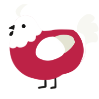 Santa, a crimson and white chicken with a head pattern