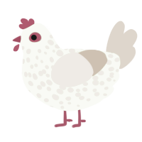 spring, a apple and beige chicken with a speckle pattern