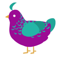 Bussom, a plum and turquoise chicken with a half-lace pattern