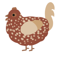 A russet and beige chicken with a speckle pattern