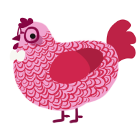 Sweetheart, a pink and crimson chicken with a double-lace pattern