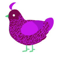 Leon, a wine and amethyst chicken with a double-lace pattern
