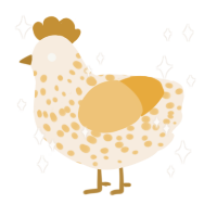 A cream and honey chicken with a speckle pattern