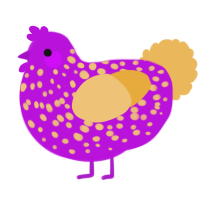 A amethyst and honey chicken with a speckle pattern