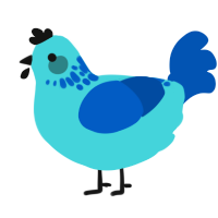 A aqua and ultramarine chicken with a neck-speckle pattern