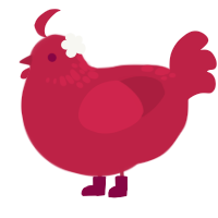 A crimson chicken with a neck-speckle pattern