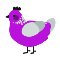 free, a amethyst and silver chicken with a neck-speckle pattern
