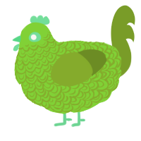 A grass and chartreuse chicken with a double-lace pattern