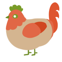 Father, a beige and vermilion chicken with a head pattern